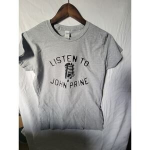 Listen to John Prine   band  t shirt size Ladies  large sport gray